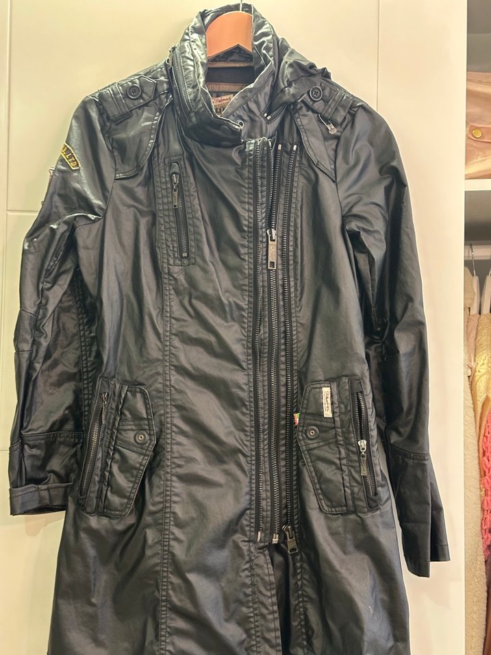 KHOJO Kemerli Siyah Deri Biker Ceket s beden uyumlu - Görsel 2