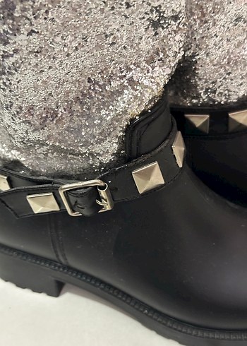 Gri Yılan Desenli Tokalı Rock Punk Botlar - Görsel 3