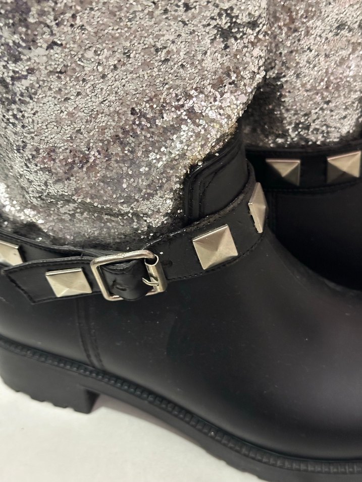 Gri Yılan Desenli Tokalı Rock Punk Botlar - Görsel 3