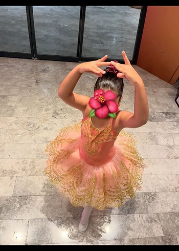 Pudra rengi işlemesi gold Kız Çocuk bale kostümü - Görsel 3