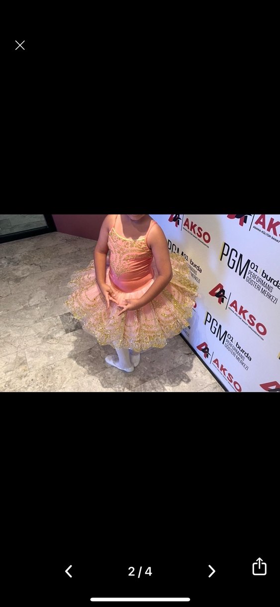 Pudra rengi işlemesi gold Kız Çocuk bale kostümü - Görsel 2