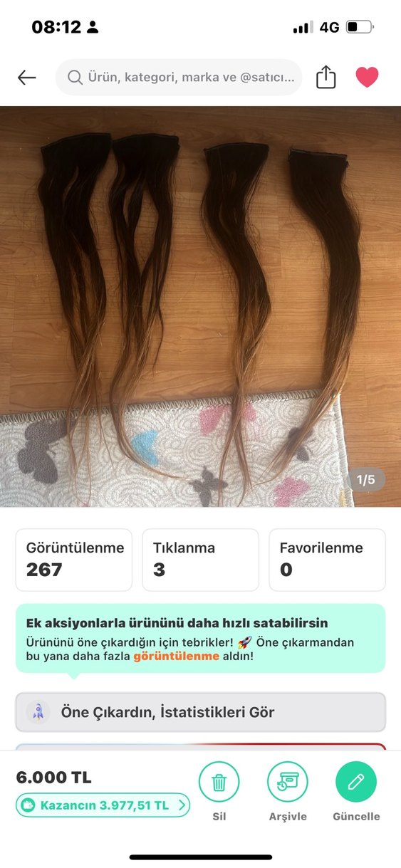 4 parça çıtçıt kadın gerçek saç - Görsel 2