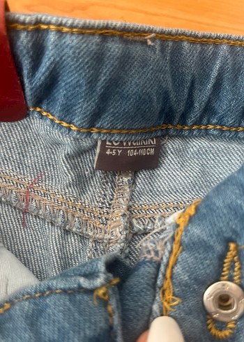 Nakışlı Bol Kesim Mavi Kız Kot Pantolon - Görsel 5