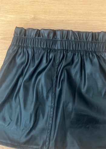 Kemerli Siyah Deri Mini Etek - Görsel 3