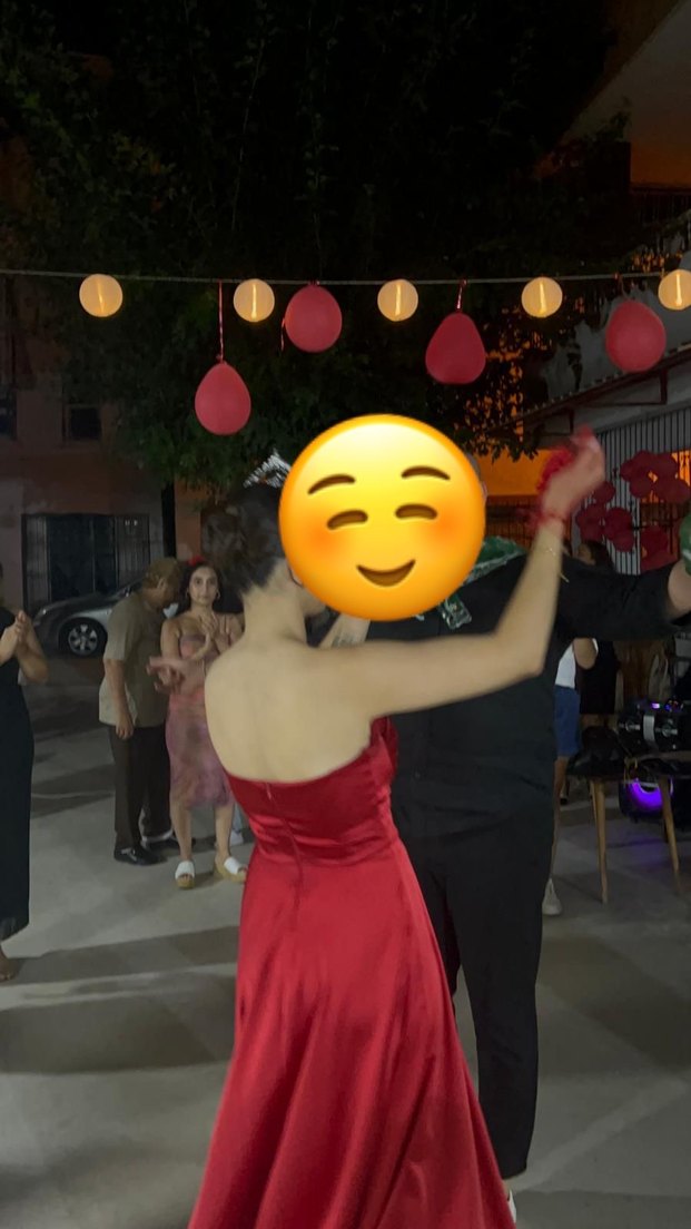 Kırmızı Straplez Uzun Abiye Elbise - Görsel 4