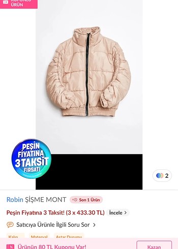 s Beden ten rengi Renk Robin kolu büzgülü şişme mont