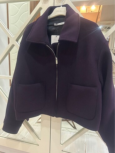 m Beden mor Renk Karol kaşe oversize mont