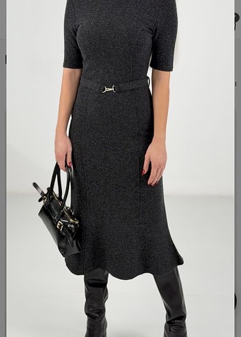 Karol Kemerli çelik Triko Elbise - Görsel 4