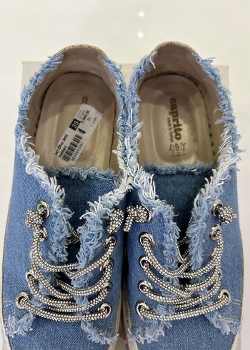 39 Beden Taşlı kot sneaker ayakkabı