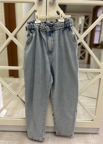 Zara bel lastikli bol kot pantolon - Görsel 4