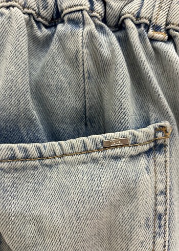 Zara bel lastikli bol kot pantolon - Görsel 3