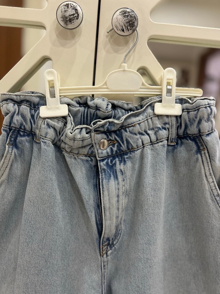 Zara bel lastikli bol kot pantolon - Görsel 2