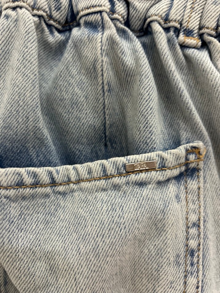 Zara bel lastikli bol kot pantolon - Görsel 3