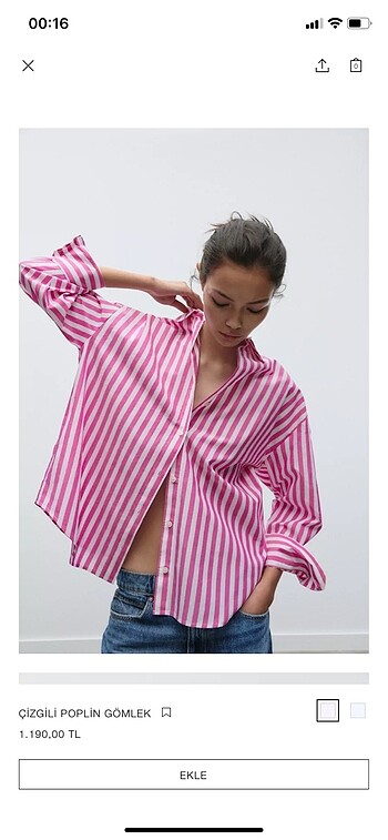 Zara kırmızı beyaz çizgili gömlek