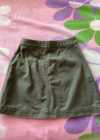 32 Beden Kadın Haki Mini Etek Fermuarlı