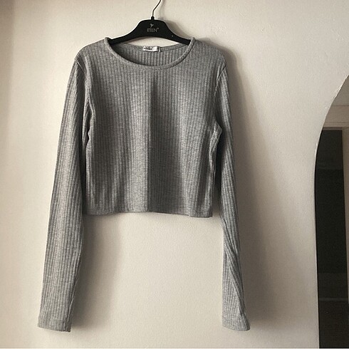 Addax Gri Crop Bluz