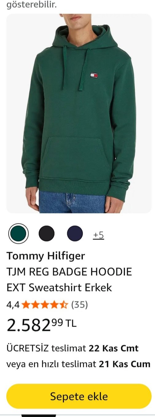 Tommy Hilfiger Yeşil Kapüşonlu Sweatshirt - Görsel 5