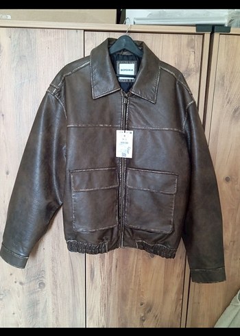 Bershka Kahverengi Biker Ceket