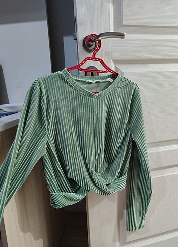 m Beden yeşil Renk koton yesil kadife crop