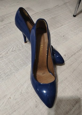 Mango Parlak Mavi Stiletto Topuklu Kadın Ayakkabı