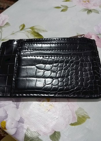 Siyah Yılan Desenli Deri Fermuarlı Kadın Cüzdanı kartlik