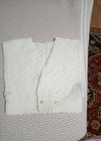 Diger Kız Çocuk Beyaz Triko Panço - Görsel 2