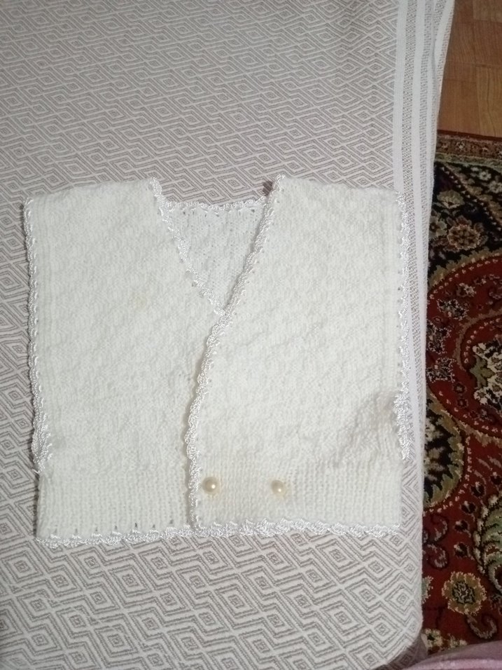 Diger Kız Çocuk Beyaz Triko Panço - Görsel 2