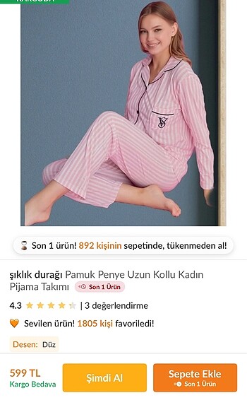 Victoria secret çizgili pijama takımı