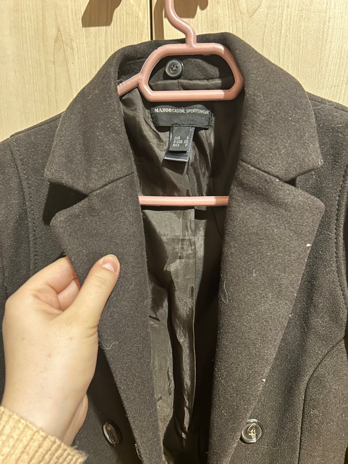 Mango orjinal koyu kahve Kaşe mont - Görsel 3