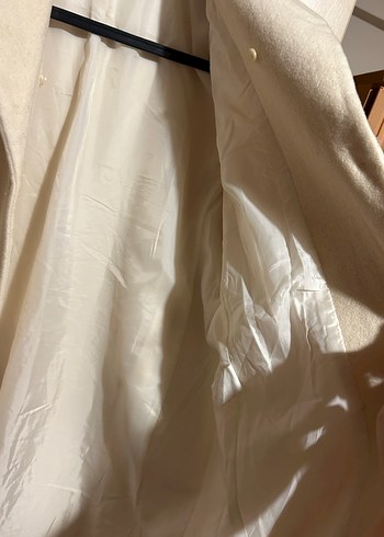 Mudo beyaz Kadın kaşe uzun palto - Görsel 4