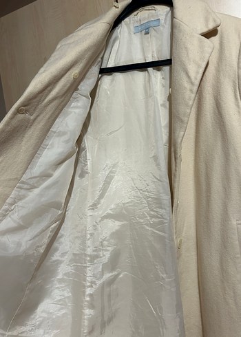 Mudo beyaz Kadın kaşe uzun palto - Görsel 2