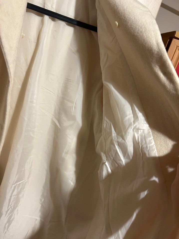 Mudo beyaz Kadın kaşe uzun palto - Görsel 4