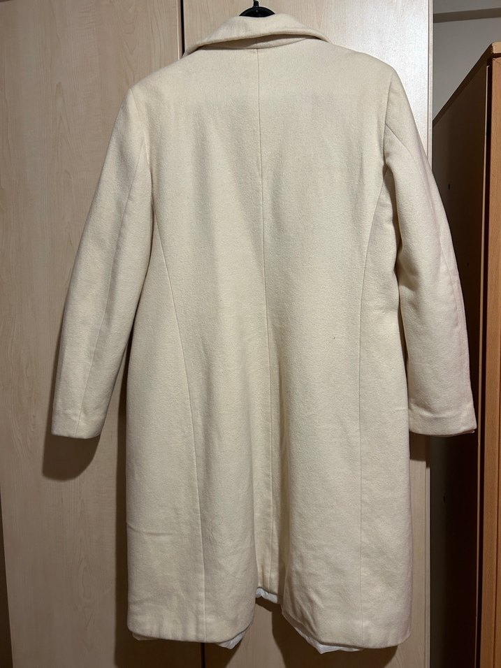 Mudo beyaz Kadın kaşe uzun palto - Görsel 5