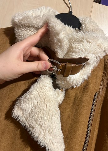 Kadın Bej Süet Kürklü Ceket pulandbear - Görsel 9