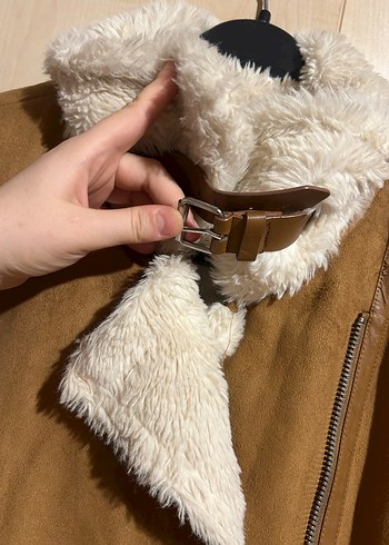 Kadın Bej Süet Kürklü Ceket pulandbear - Görsel 8