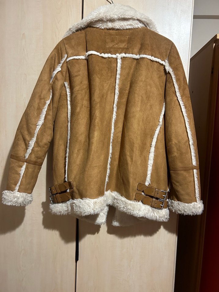 Kadın Bej Süet Kürklü Ceket pulandbear - Görsel 5