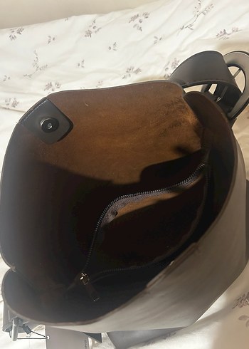 Mango Kahverengi Deri Çanta - Görsel 9