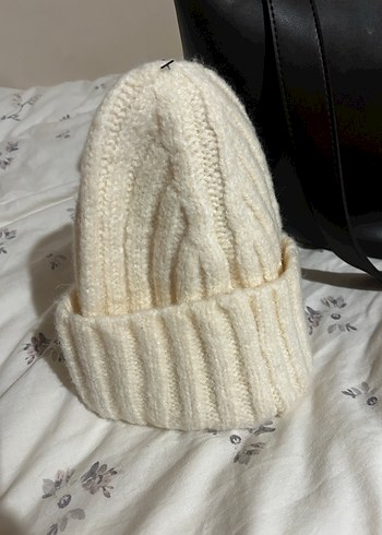 Mango Beyaz Örgü Yün Bere - Görsel 5