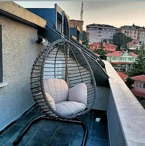 Minderli Hasır Görünümlü Bahçe/Balkon Salıncağı