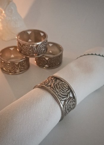  Beden gri Renk Gümüş Kaplama 4'lü Peçete Halkası