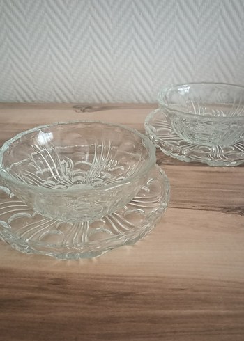 American Vintage Art Deco Kristal Tabak ve Kase Çifti