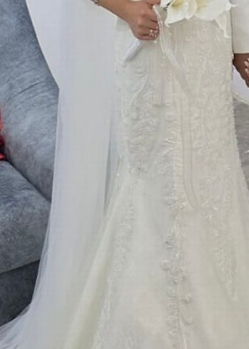 Beyaz Parlak Straplez Denizkızı Gelinlik - Görsel 2