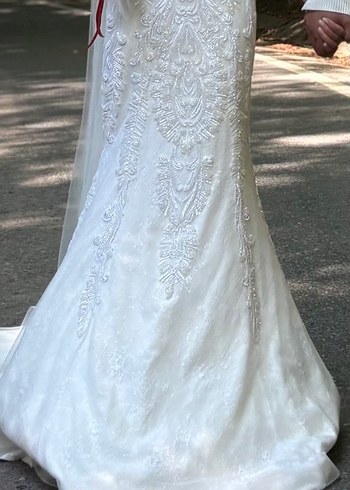 Beyaz Parlak Straplez Denizkızı Gelinlik - Görsel 3