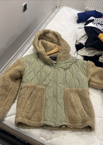 Kahverengi Kapüşonlu Peluş Kadın Ceket