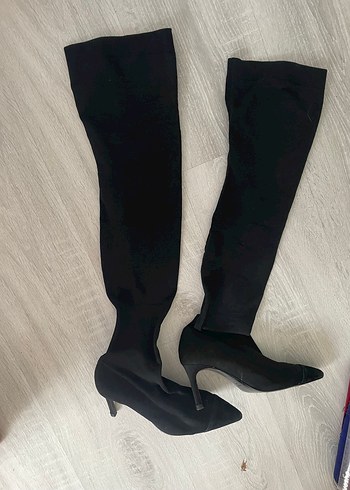 Siyah çorap Diz Üstü Stiletto Çizme