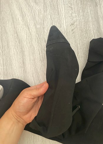 Mango Siyah çorap Diz Üstü Stiletto Çizme