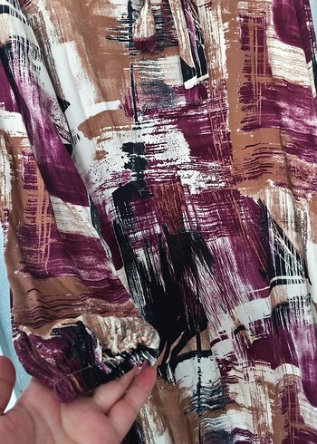 Batik Desenli Viskon Uzun Elbise - Görsel 6