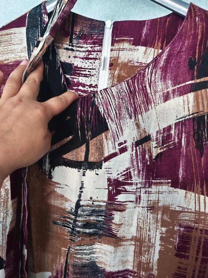 Batik Desenli Viskon Uzun Elbise - Görsel 4