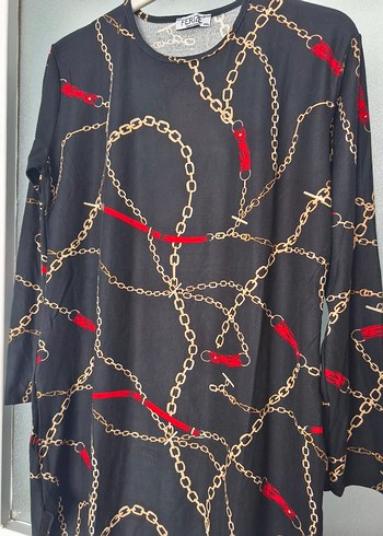 Zincir Desenli Siyah Kadın Tunik - Görsel 2