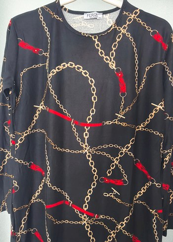 Zincir Desenli Siyah Kadın Tunik - Görsel 5